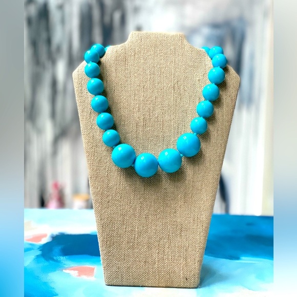 VTG KJL KENNETH JAY LANE Turquoise Graduated Beaded Statement Necklace - Picture 6 of 8